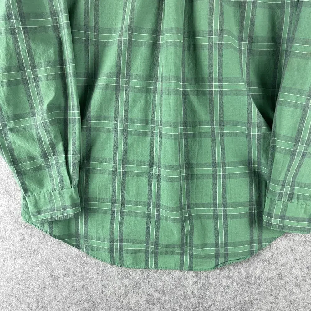 Vintage‎ Levis Silver Label Shirt Mens Medium Green Plaid Long Sleeve Pockets